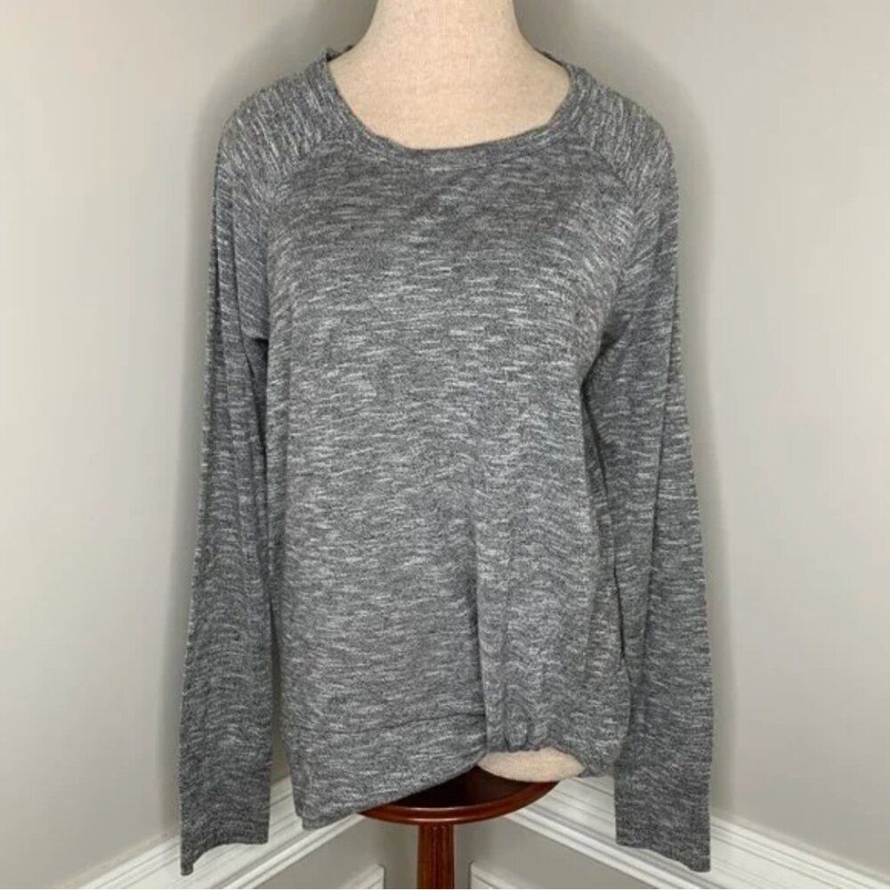 Juicy Couture Twist Front Black & White Marled Knit Long Sleeve Top Size XL